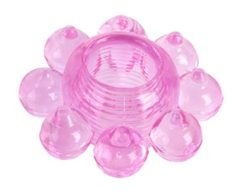 Розовое гелевое эрекционное кольцо-цветок - Toyfa Basic - в Энгельсе купить с доставкой