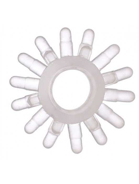 Прозрачное гелевое эрекционное кольцо с шипиками - Toyfa Basic - в Энгельсе купить с доставкой