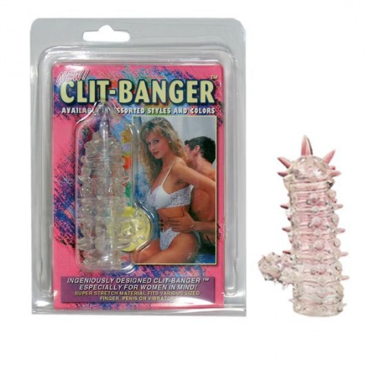 Прозрачная насадка с шипами и клиторальной шишечкой CLIT-BANGER SLEEVE IN CLEAR - Tonga - в Энгельсе купить с доставкой