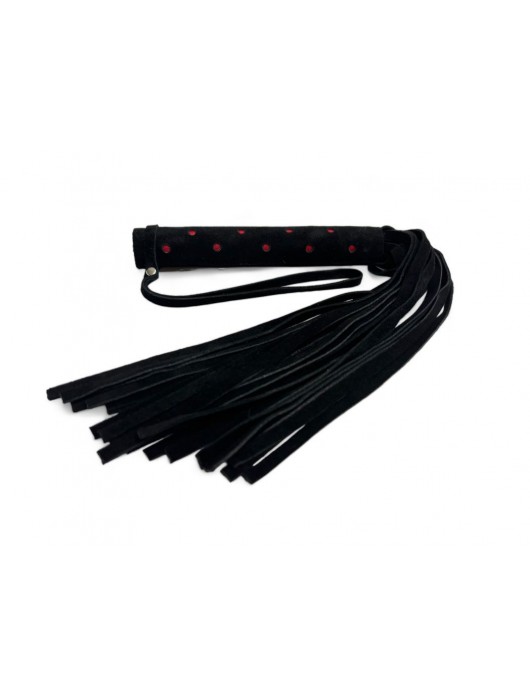 Черная замшевая плеть с красными точками на рукояти Red dot Princess - 43 см. - БДСМ Арсенал - купить с доставкой в Энгельсе