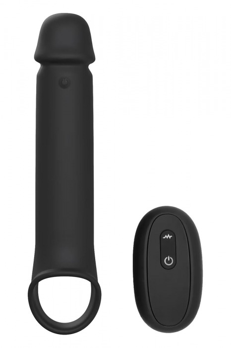 Черная насадка-удлинитель с вибрацией Vibrating Extender With Remote - Dream Toys - в Энгельсе купить с доставкой