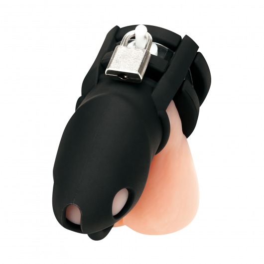 Черная клетка для пениса Silicone Small 2 in Cock Cage With Ball Divider - BlueLine - купить с доставкой в Энгельсе