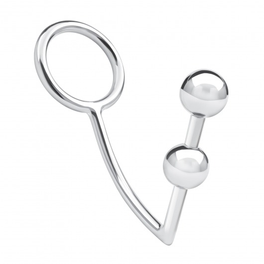 Кольцо на пенис с анальным стимулятором Two Bead Stainless Steel Anal Hook   Cock Ring - BlueLine - в Энгельсе купить с доставкой