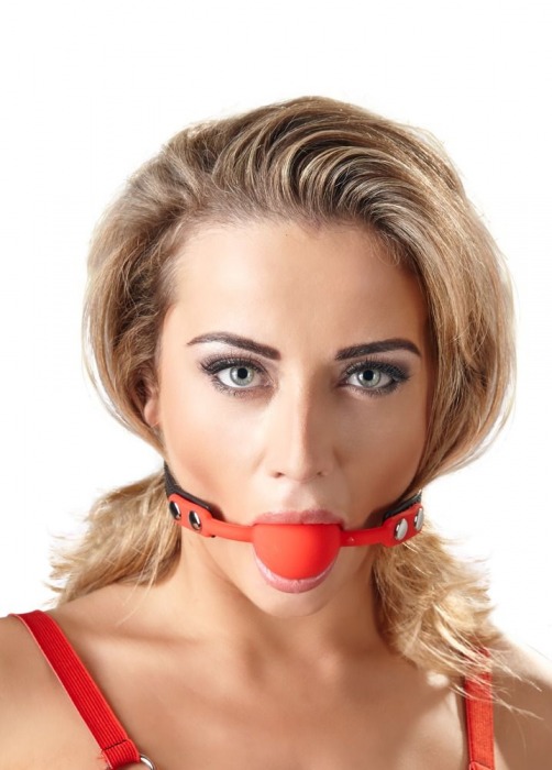 Силиконовый кляп-шар на чёрных ремешках Red Gag silicone - Orion - купить с доставкой в Энгельсе