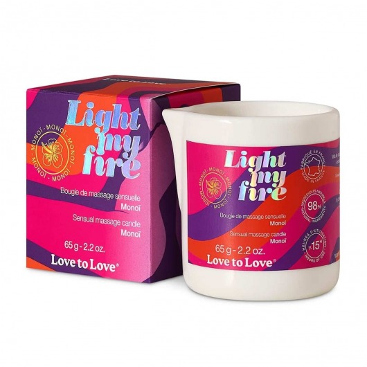 Массажная свеча Light My Fire с ароматом моной - 80 мл. - Love to Love - купить с доставкой в Энгельсе