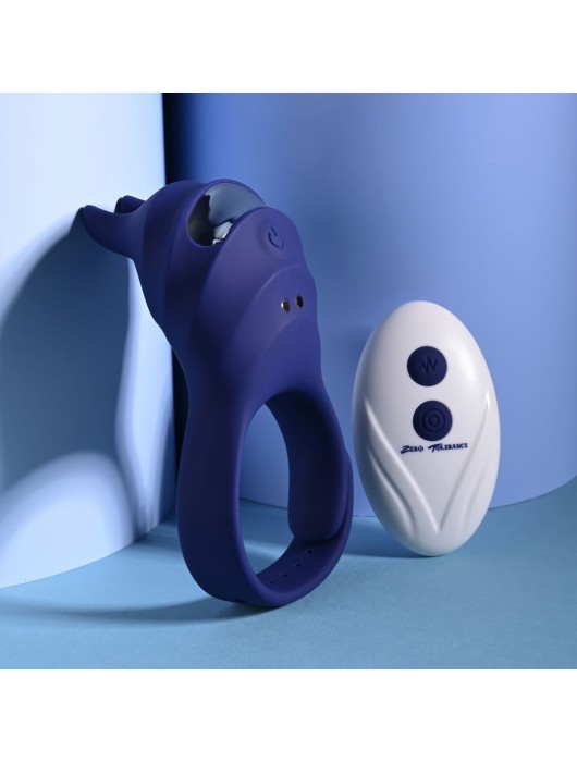 Синее эрекционное виброкольцо с клиторальной подушечкой и пультом ДУ Adjustable Fun Ring - Zero Tolerance - в Энгельсе купить с доставкой