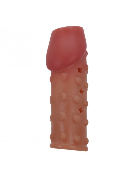 Телесная открытая насадка на пенис с бугорками - 19,8 см. - Baile - в Энгельсе купить с доставкой