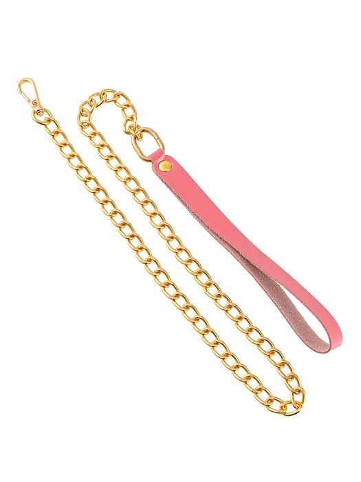 Розовый кожаный поводок с карабином для ошейника - 80 см. - Pecado - купить с доставкой в Энгельсе