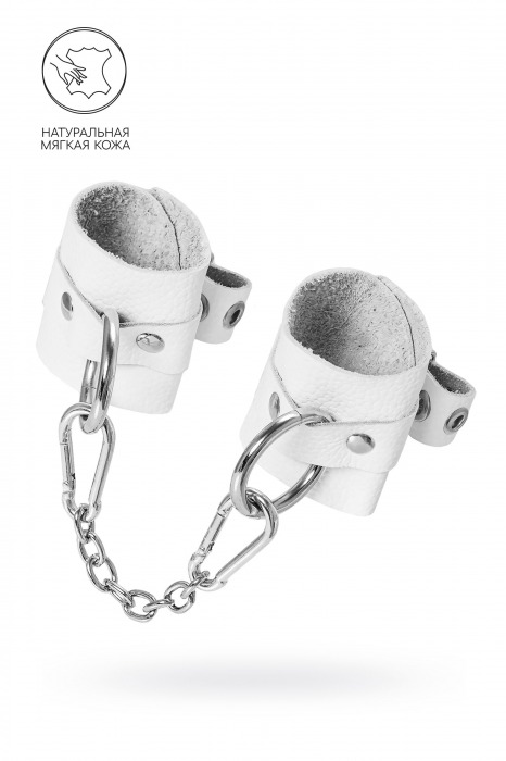 Белые мягкие кожаные наручники с люверсами - Pecado - купить с доставкой в Энгельсе