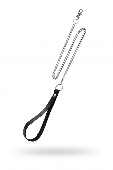 Поводок с ручкой из черной натуральной кожи и карабином для ошейника - Pecado - купить с доставкой в Энгельсе