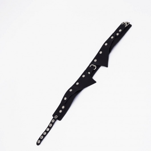 Черный однослойный кожаный ошейник с имитацией воротничка - Crazy Handmade - купить с доставкой в Энгельсе