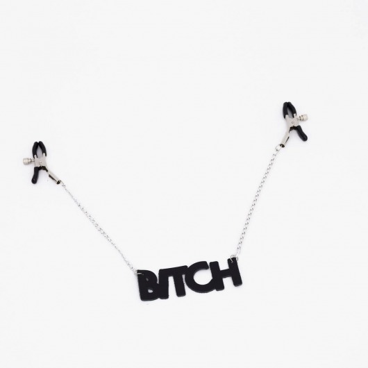 Зажимы на соски с кожаной подвеской Bitch - Crazy Handmade - купить с доставкой в Энгельсе