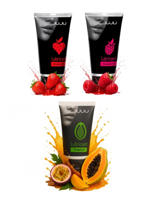 Набор из 3 съедобных лубрикантов JUJU (клубника, малина, тропические фрукты) - JuJu - купить с доставкой в Энгельсе