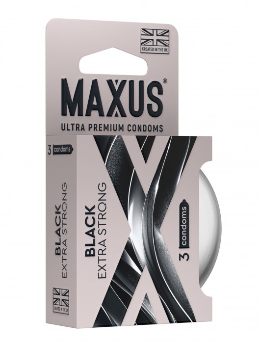 Черные утолщенные презервативы MAXUS Extra Strong с железным кейсом - 3 шт. - Maxus - купить с доставкой в Энгельсе