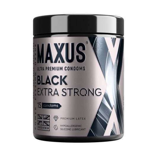 Черные утолщенные презервативы MAXUS Extra Strong с железным кейсом - 15 шт. - Maxus - купить с доставкой в Энгельсе