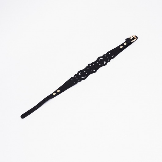 Черный ажурный чокер с золотистой фурнитурой - Crazy Handmade - купить с доставкой в Энгельсе