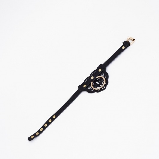 Черный чокер с клепками и золотистой фурнитурой - Crazy Handmade - купить с доставкой в Энгельсе