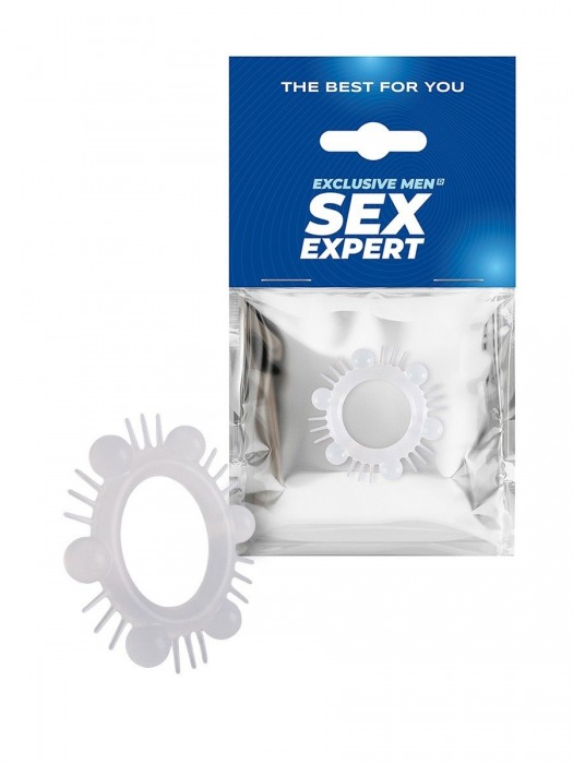 Эластичное эрекционное кольцо с шипиками и шариками - Sex Expert - в Энгельсе купить с доставкой