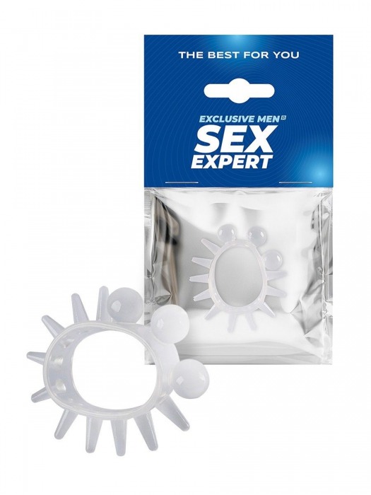 Эластичное эрекционное кольцо с шариками и лучами - Sex Expert - в Энгельсе купить с доставкой