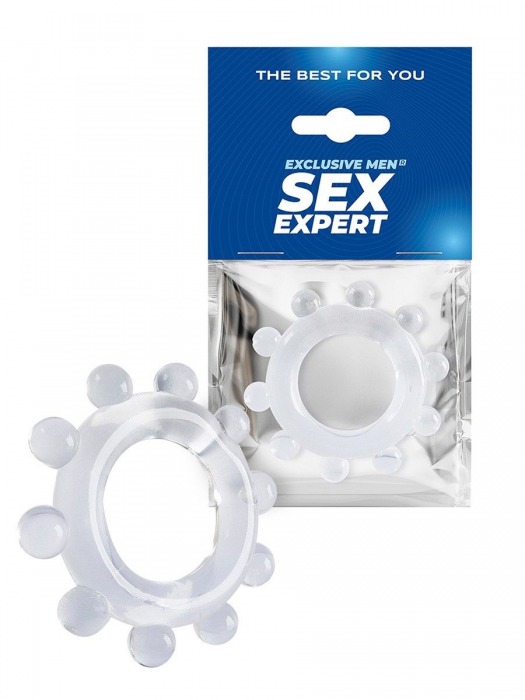 Прозрачное эрекционное кольцо со стимулирующими шариками - Sex Expert - в Энгельсе купить с доставкой