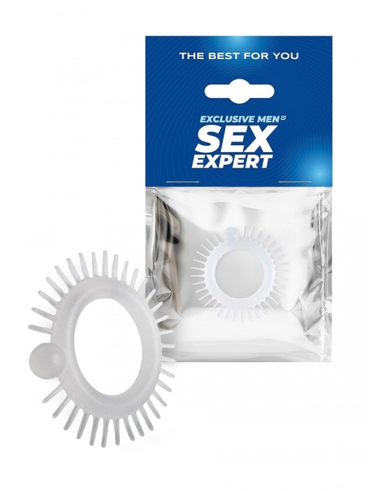 Эластичное эрекционное кольцо с шипиками и шариком - Sex Expert - в Энгельсе купить с доставкой