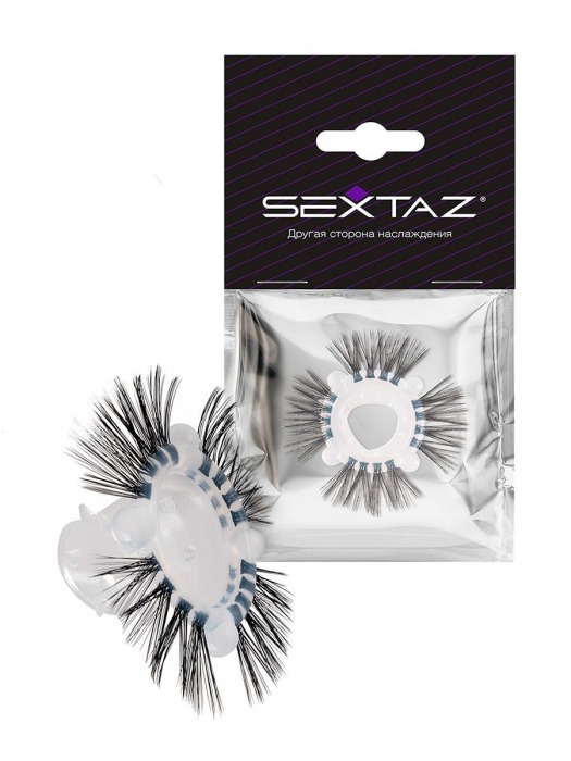 Эластичное эрекционное кольцо с черными «ресничками» - Sextaz - в Энгельсе купить с доставкой