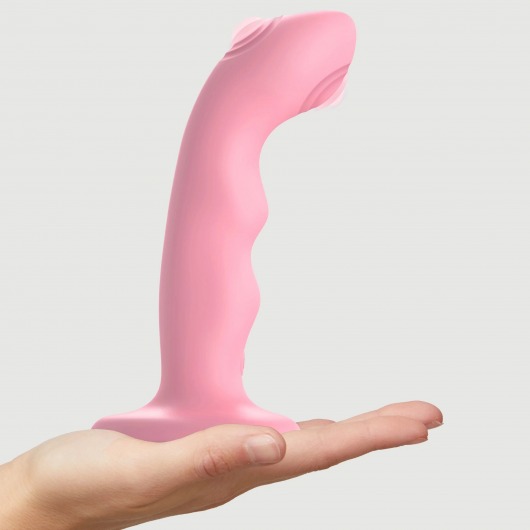 Розовая насадка-стимулятор Strap-On-Me Tapping Dildo Wave - Strap-on-me - купить с доставкой в Энгельсе