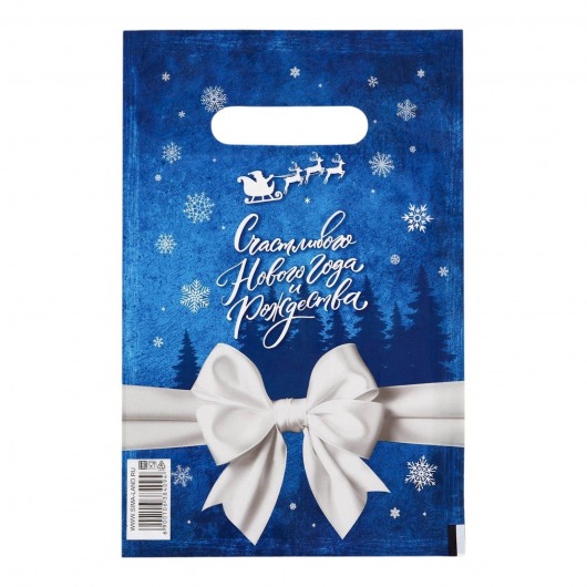 Сине-белый подарочный новогодний пакет с вырубной ручкой (20х30 см) - Сима-Ленд - купить с доставкой в Энгельсе