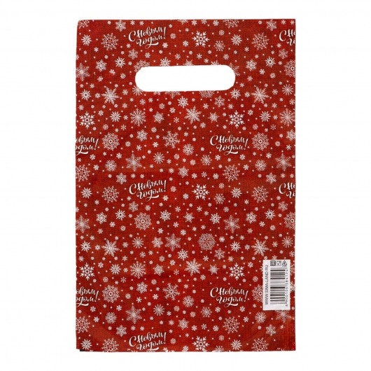 Красный подарочный новогодний пакет с вырубной ручкой (20х30 см) - Сима-Ленд - купить с доставкой в Энгельсе