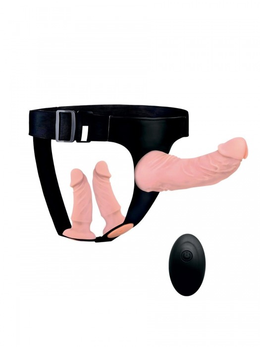 Женский страпон с 3 насадками и вибрацией - Erowoman-Eroman - купить с доставкой в Энгельсе