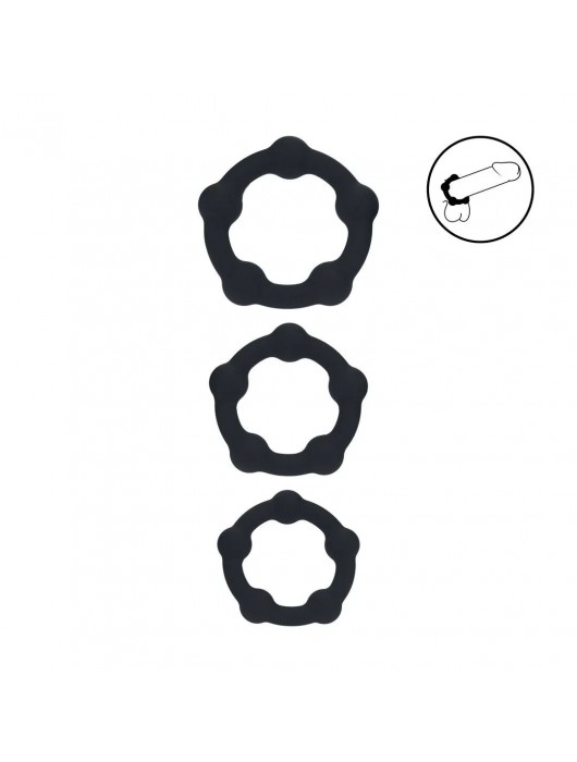 Набор из 3 эрекционных колец Beaded Silicone Cockring Set - Shots Media BV - в Энгельсе купить с доставкой