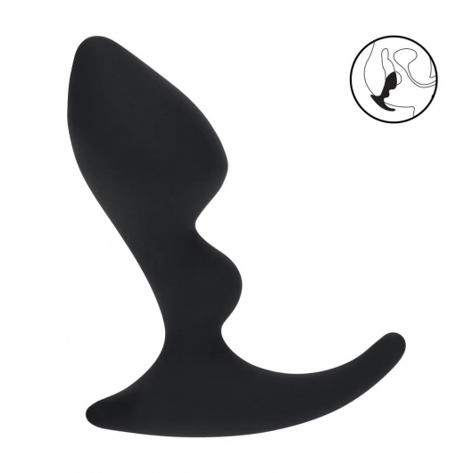 Черная анальная пробка для массажа простаты Double Ripple Silicone Prostate Massager - Shots Media BV - в Энгельсе купить с доставкой