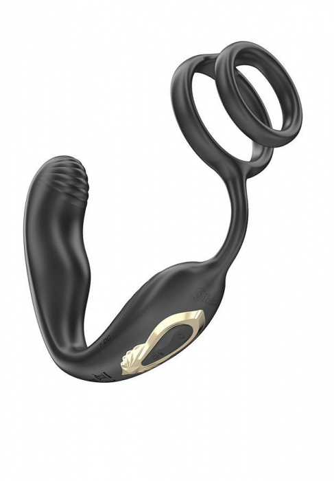 Черная анальная пробка с вращением и эрекционными кольцами - Ibiza - в Энгельсе купить с доставкой