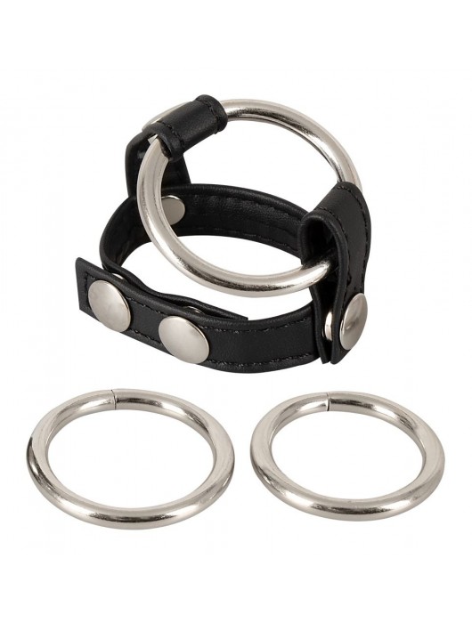 Подхват для мошонки с 3 съемными эрекционными кольцами Leder-Riemen - Orion - в Энгельсе купить с доставкой