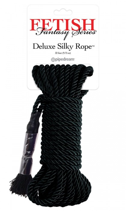 Черная веревка для фиксации Deluxe Silky Rope - 9,75 м. - Pipedream - купить с доставкой в Энгельсе