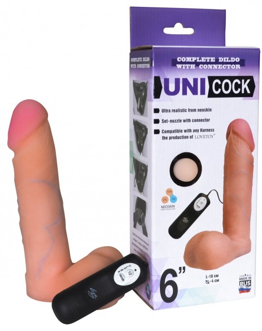 Фаллическая насадка Харнесс UNICOCK 6  с вибрацией - 18 см. - LOVETOY (А-Полимер) - купить с доставкой в Энгельсе