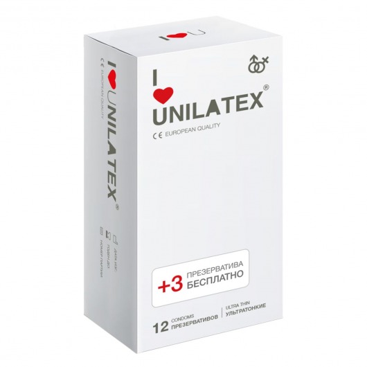 Ультратонкие презервативы Unilatex Ultra Thin - 12 шт. + 3 шт. в подарок - Unilatex - купить с доставкой в Энгельсе