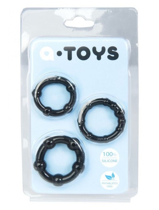 Набор из 3 чёрных эрекционных колец A-toys - A-toys - в Энгельсе купить с доставкой
