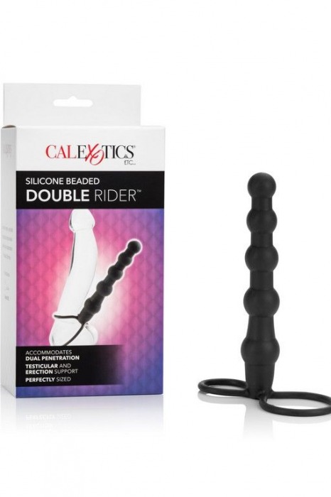 Насадка на пенис для двойного проникновения Silicone Beaded Double Rider - 14 см. - California Exotic Novelties - в Энгельсе купить с доставкой