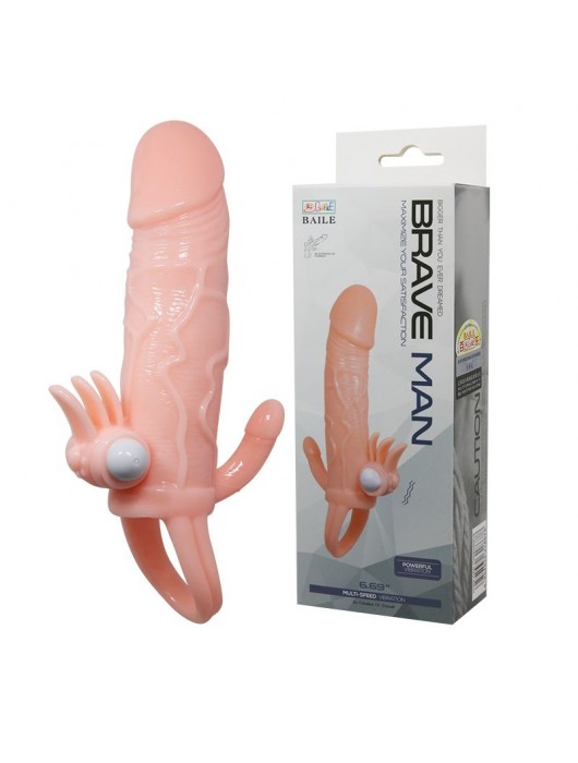 Удлиняющая насадка с вибрацией и маленьким отростком для массажа преданусной зоны - Baile - в Энгельсе купить с доставкой