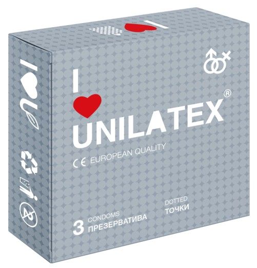 Презервативы с точками Unilatex Dotted - 3 шт. - Unilatex - купить с доставкой в Энгельсе