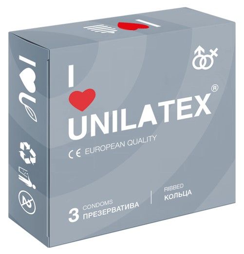 Презервативы с рёбрами Unilatex Ribbed - 3 шт. - Unilatex - купить с доставкой в Энгельсе