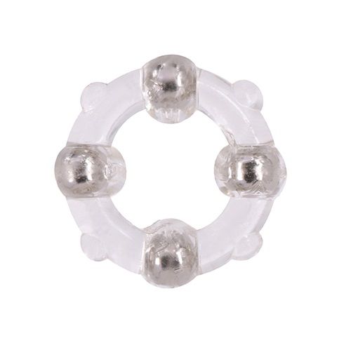 Эрекционное кольцо с 4 бусинами MENZSTUFF STUD RING CLEAR - Dream Toys - в Энгельсе купить с доставкой