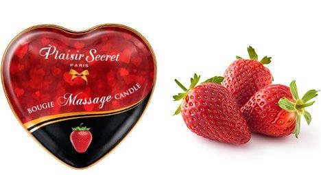 Массажная свеча с ароматом клубники Bougie Massage Candle - 35 мл. - Plaisir Secret - купить с доставкой в Энгельсе