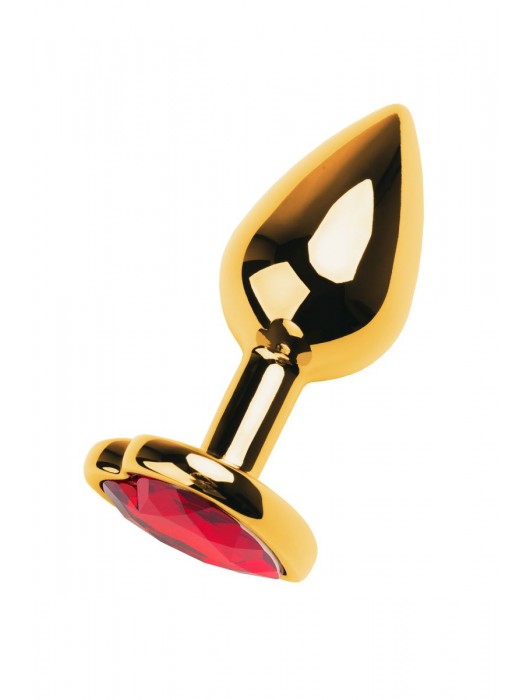 Золотистая анальная пробка с кристаллом-сердцем - 7,5 см. - ToyFa - купить с доставкой в Энгельсе