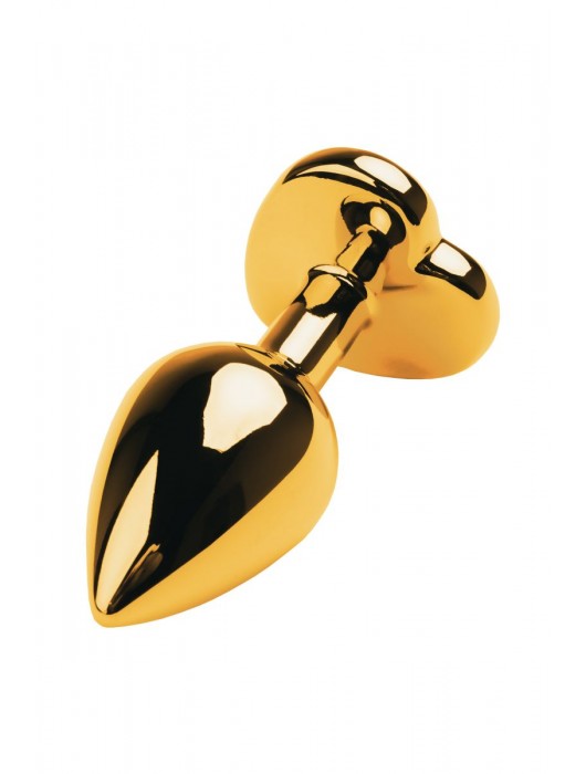 Золотистая анальная пробка с кристаллом-сердцем - 7,5 см. - ToyFa - купить с доставкой в Энгельсе