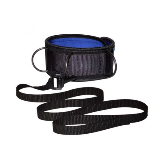 Чёрно-синий неопреновый ошейник с поводком - Sitabella - купить с доставкой в Энгельсе