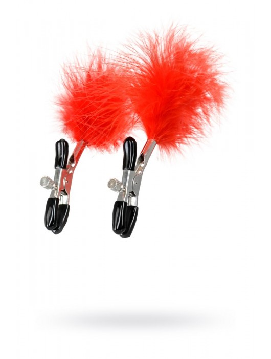 Зажимы для сосков с красным пухом Theatre - ToyFa - купить с доставкой в Энгельсе