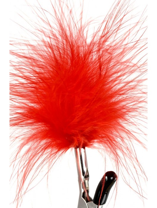 Зажимы для сосков с красным пухом Theatre - ToyFa - купить с доставкой в Энгельсе